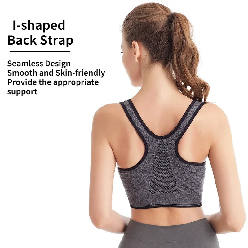 Sports Bra Women Front Zipper More Size Crop Tops Female Gym Jogging Yoga Fitness Shockproof Vest Bralette Sport Bras for Women