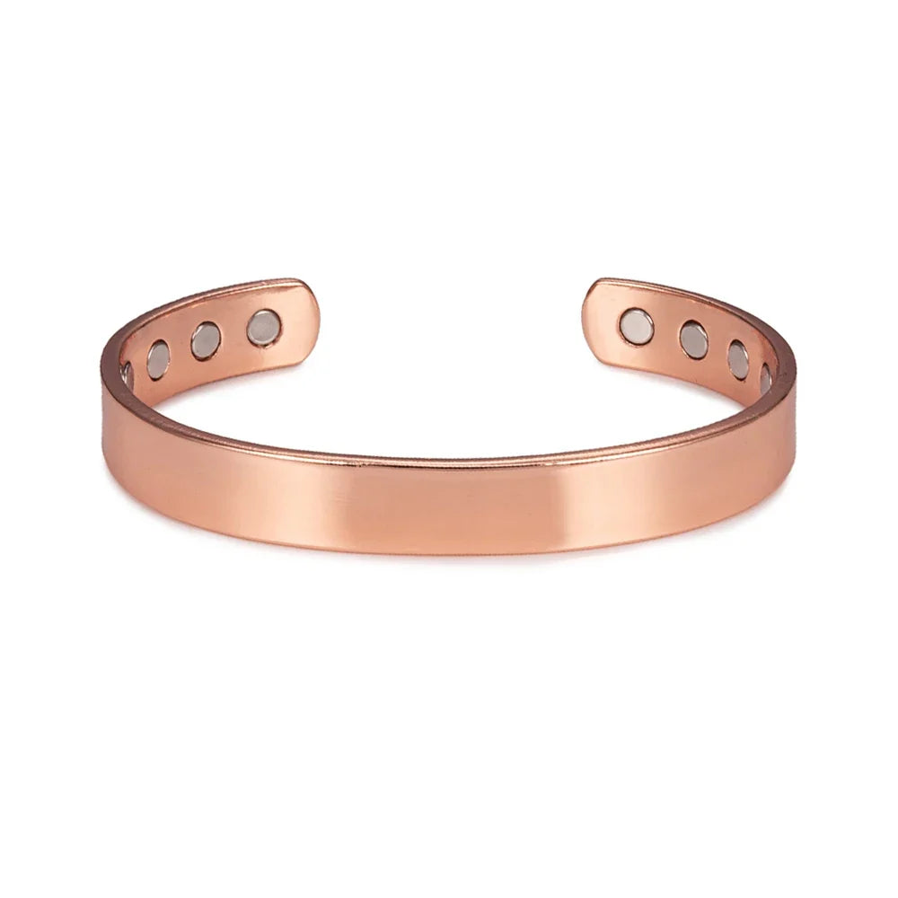 Vinterly Pure Copper Bracelets for Women Men 10mm Wide Adjustable Cuff Copper Magnetic Bangles Arthritis Healing Energy Jewelry