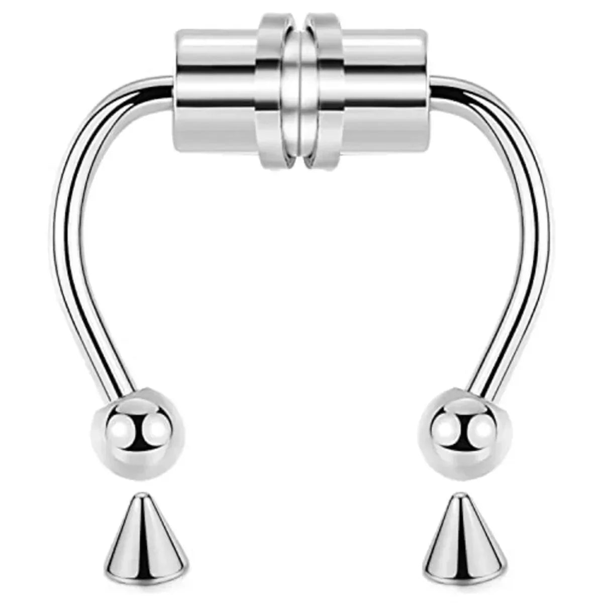 1/2/3/4/5pcs Fake Magnetic Stainless Steel Nose Rings, Non Piercing