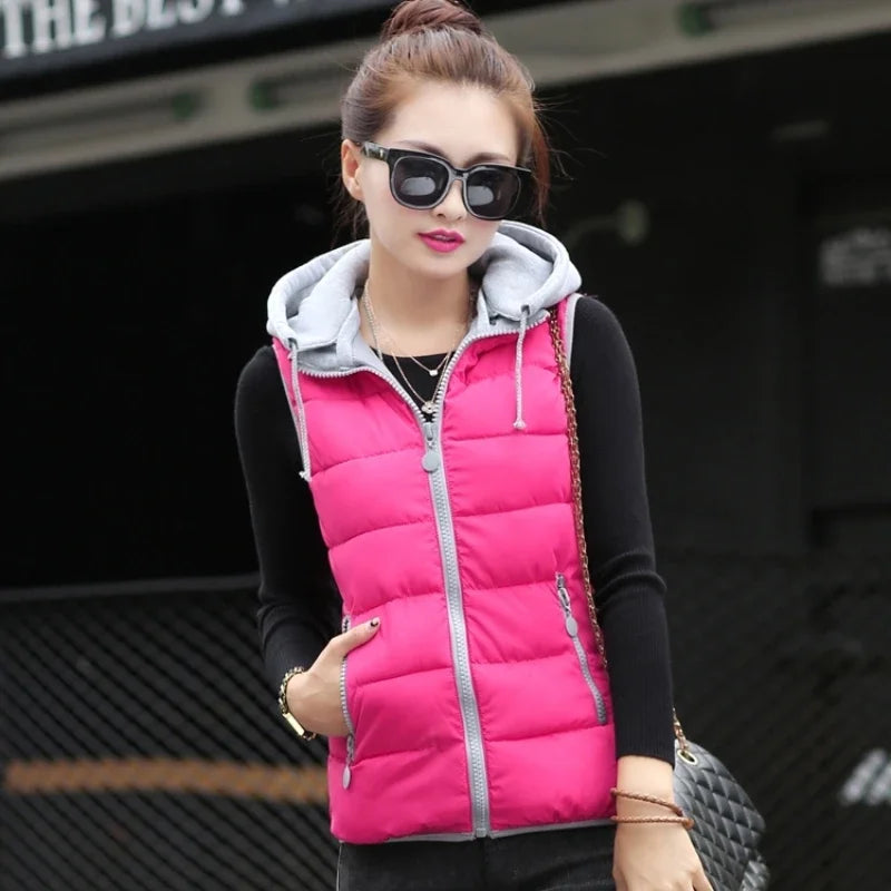2026 New Winter Underwaist Coat Long Hooded Quilted Puffer Vest Female Warm Thicken Outwear Womens Jacket Sleeveless Waistcoat