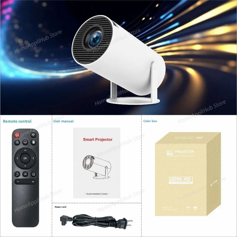 HY300 Home Projector 4K Portable LCD Ultra HD Wall Projection Wireless Screen Mirroring Android 1080P