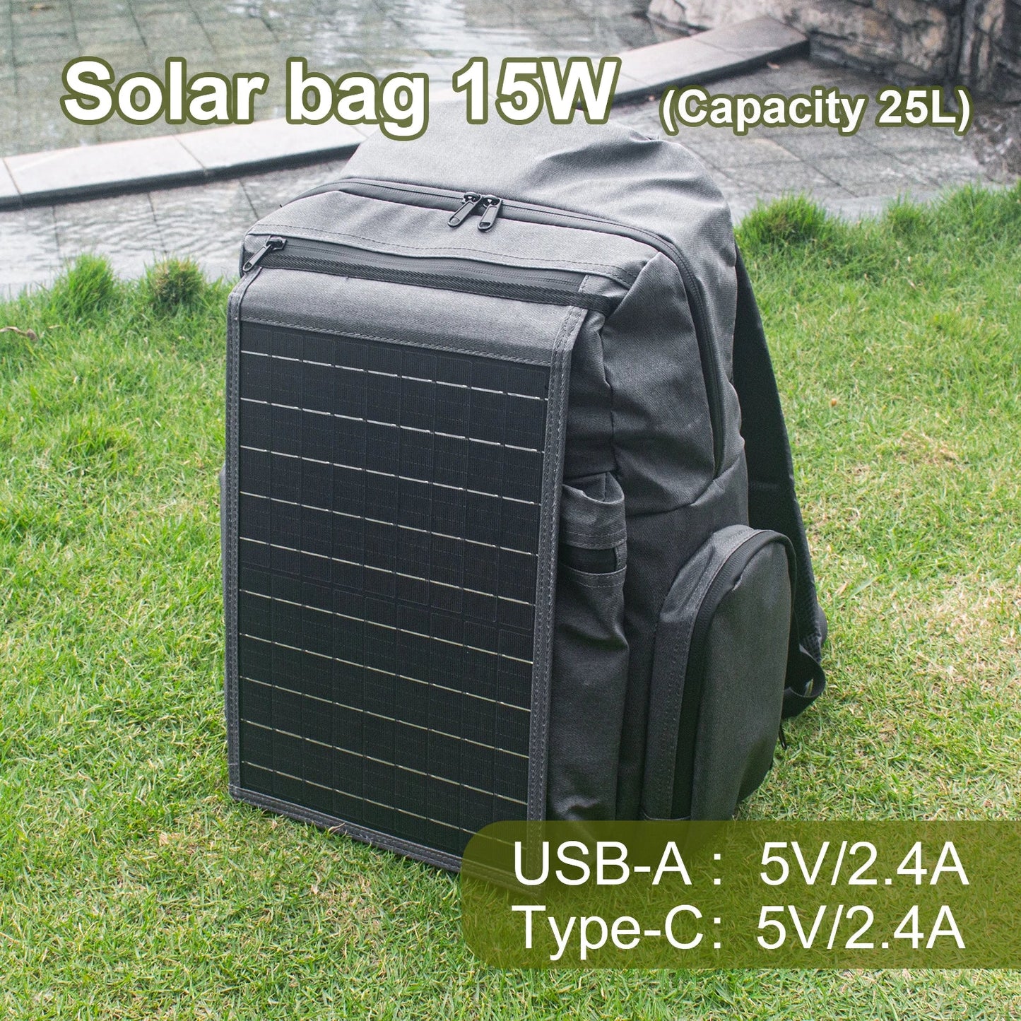 LEAORLD 25L Backpack 15W Solar Panel Backpack, Large Capacity Travel Backpack, Unisex, Business Computer Bag, Fit 17 inch Laptop