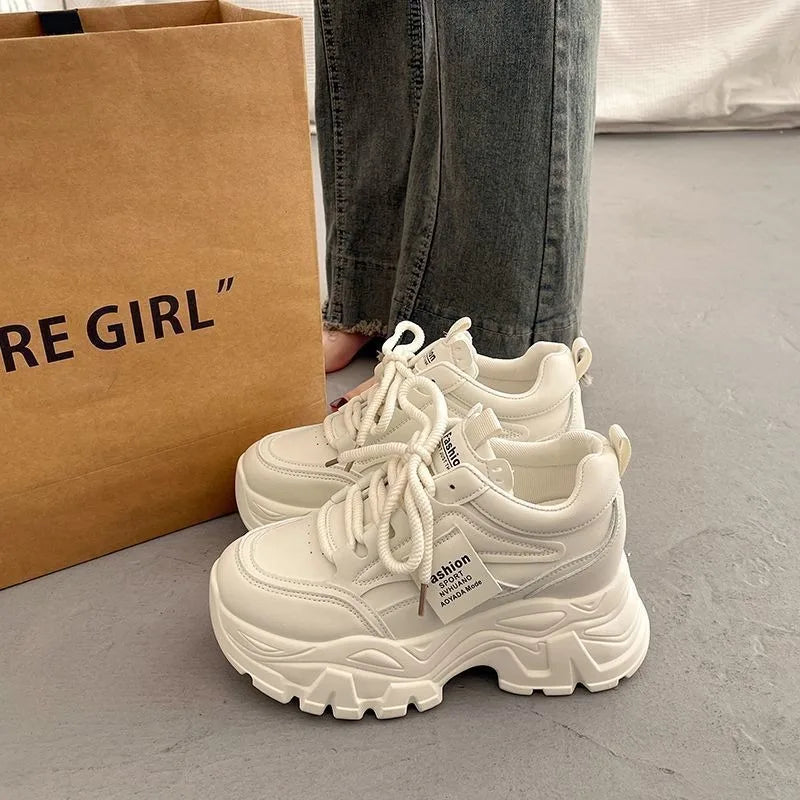 Platform Women Sneakers Autumn New Increased Wear-resistant Vulcanized Shoes Fashion Lace-up Women Casual Training Shoes Zapatos