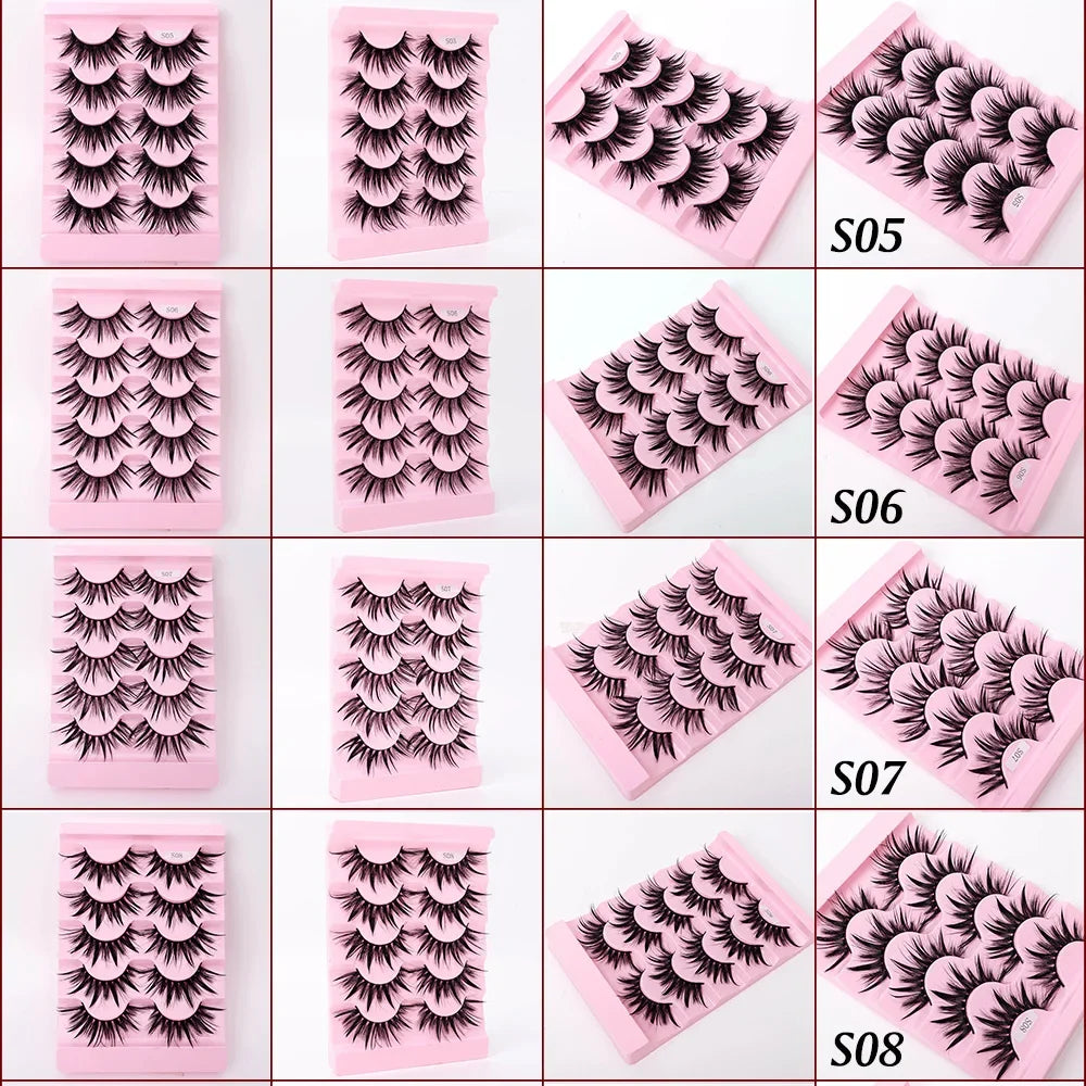 Yiernuo 1/5 Pairs Cosplay Anime Eyelashes Manga Lashes Dramatic Fairy Clusters Lashes Wet Look Lashes