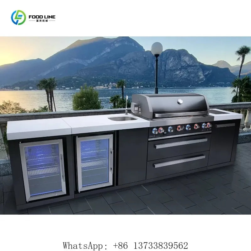 Customized Outdoor kitchen cabinet 304 stainless steel with powder coating for camping