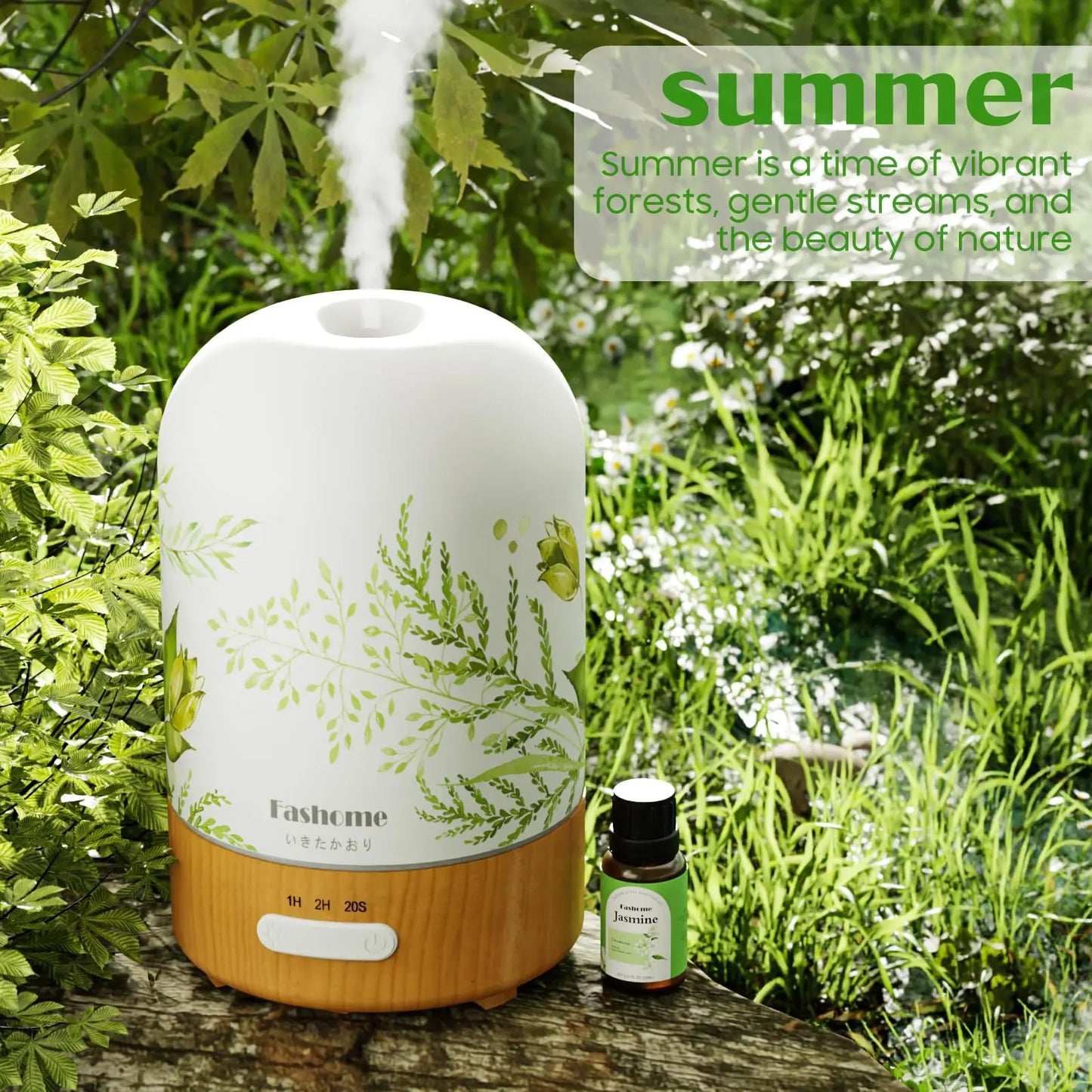 Essential Oil Diffuser Ultrasonic Aromatherapy Humidifier Auto Shut Off Jasmine