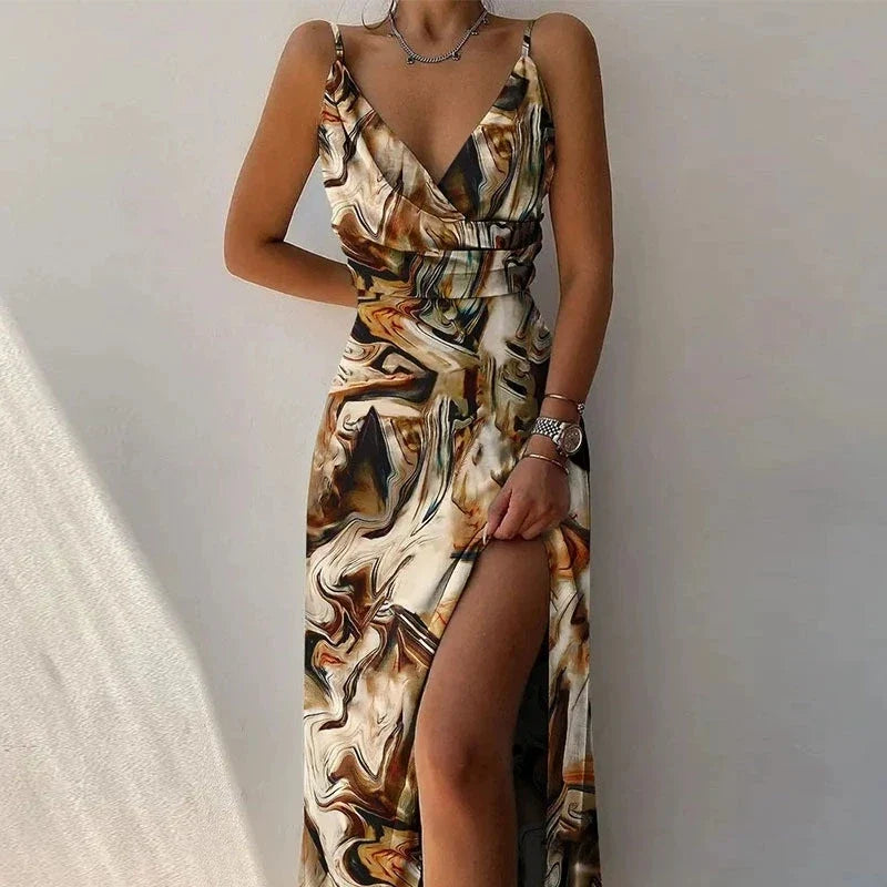 Elegant Sexy Evening Party Dress for Women 2022 New Midi Long Bodycon Slip Dresses Summer Thigh Split Vestidos De Fiesta