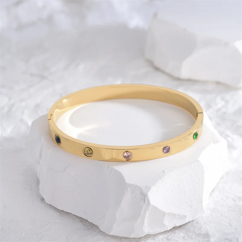New Design Gold Color Zircon and Cross Nut Nail Bracelet Gold & Bangle