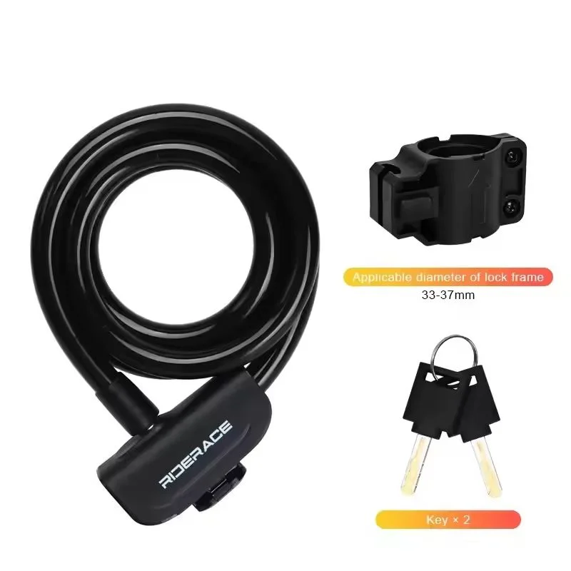 RIDERACE  Scooter Electric E-Bike Road Cycling Bicycle Cable Lock Mountain Bike Portable Anti-theft Ring Lock High Security