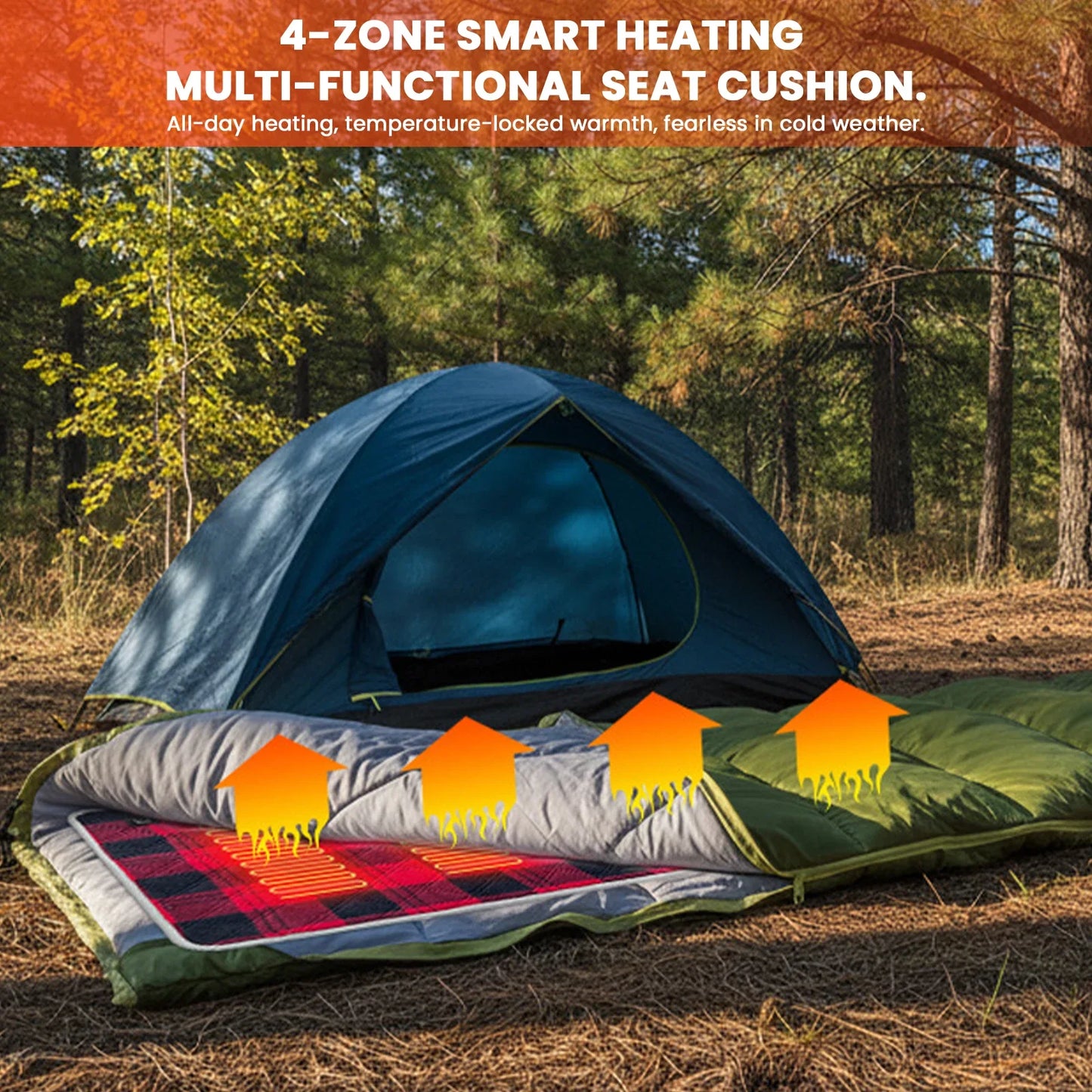 Winter Camping Gear- Sleeping Electric Heating Pads 3 Temp Adjustament Heating Cushion Pad Cold Resistant for Outdoor Sports Mat
