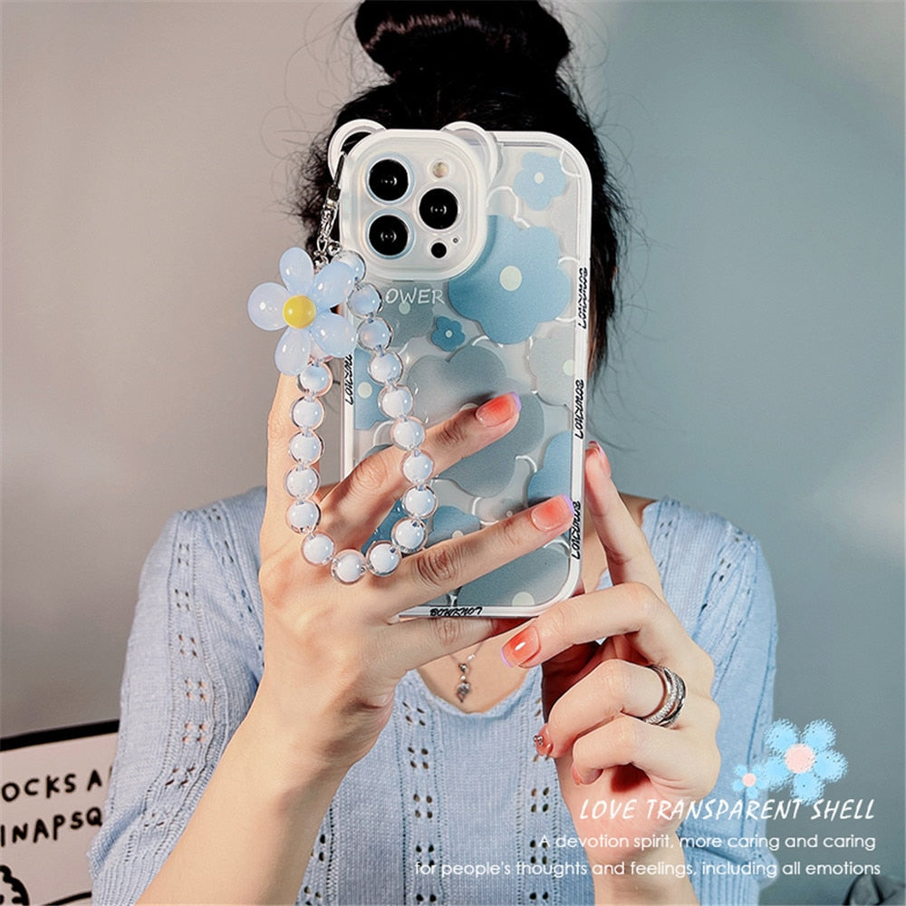 Funda de iPhone de oso con flores