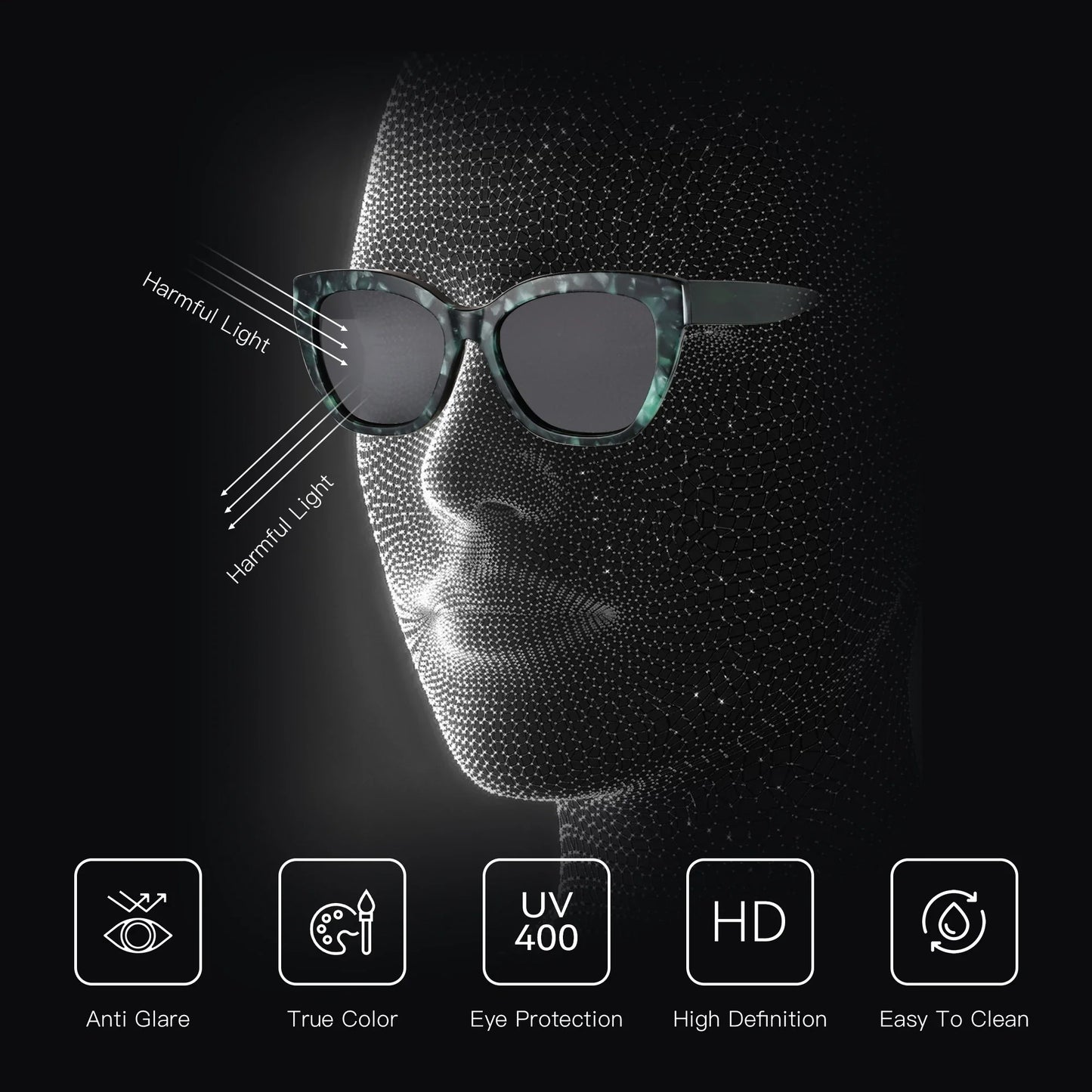 ZENOTTIC Butterfly Polarized Sunglasses Fashion Thick Frame for Women Acetate Sun Glasses Driving UV400 Protection