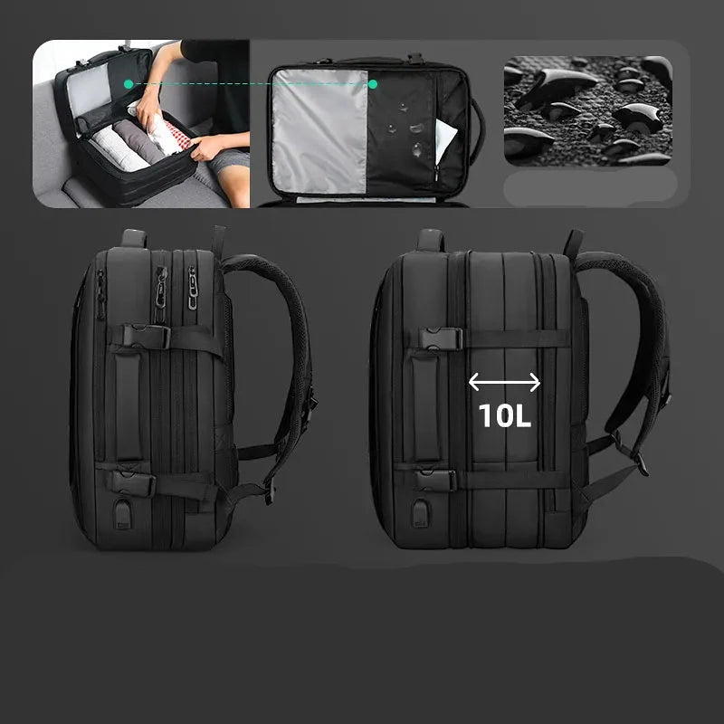Men's Business Travel Backpack 17" Laptop, 40L Expandable, Carry-on