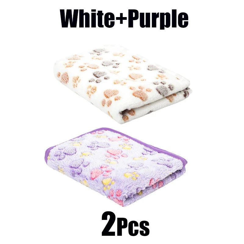 Pet Blanket Cute Dog Paw Print Blanket Pet Mat Warm Comfortable Blanket for Cat Dogs Soft Fluffy Pet Mat Flannel Dog Blanket