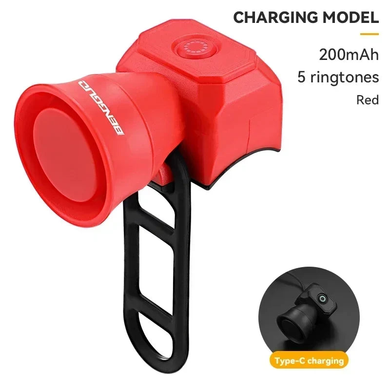 New Bicycle Horn Mountain Bike USB Charging Waterproof Electronic Bike Bell Riding Equipment Children's Scooter Accessories