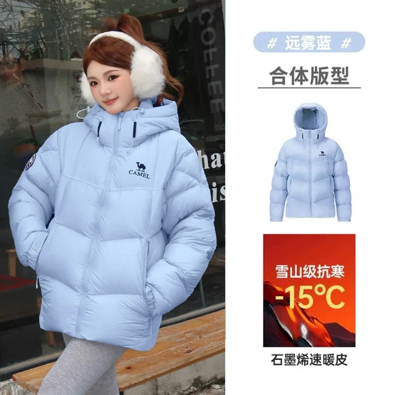GOLDEN CAMEL Outdoor Down Jackets Unisex Women's Winter Coats High-loft Windproof Warm Duck Down Padding Puffer Jacket Camping