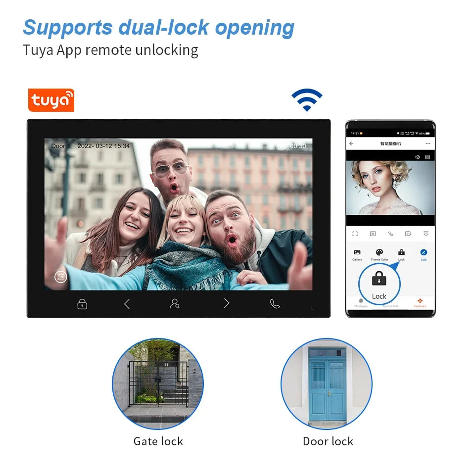 10 Inch IPS Screen Tuya APP 4wire WIFI Video Door Phone Intercom