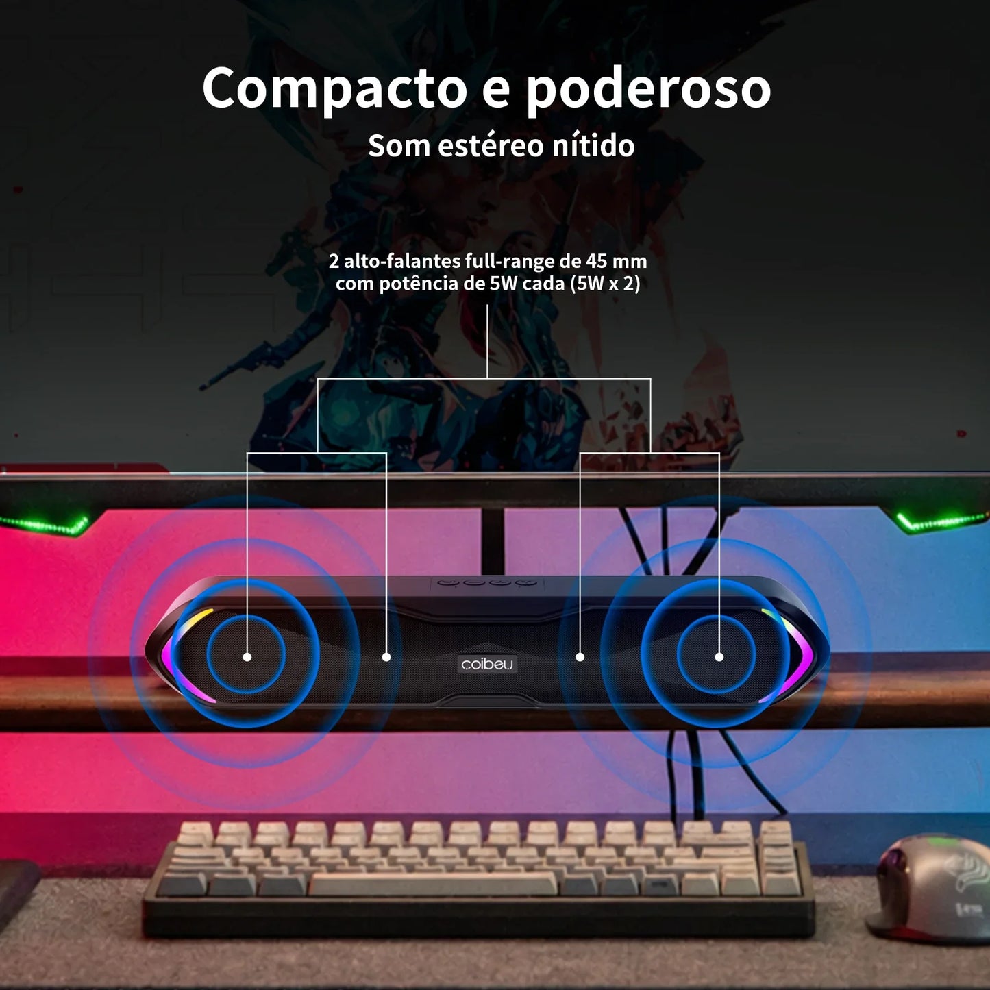 Portable Bluetooth Speaker for PC, Wireless Headphones with Music Playback and Phone Calling Functions