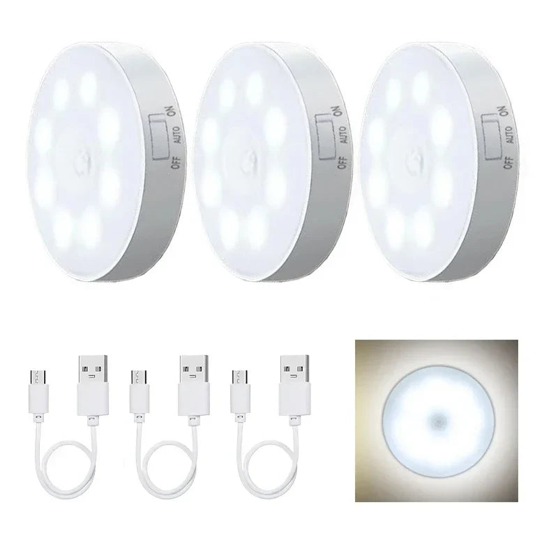 Motion Sensor Light USB Rechargeable Night Light LED Lamp for Kitchen Bedroom Stairs Hallway Cabinet Closet Wardrobe Nightlight