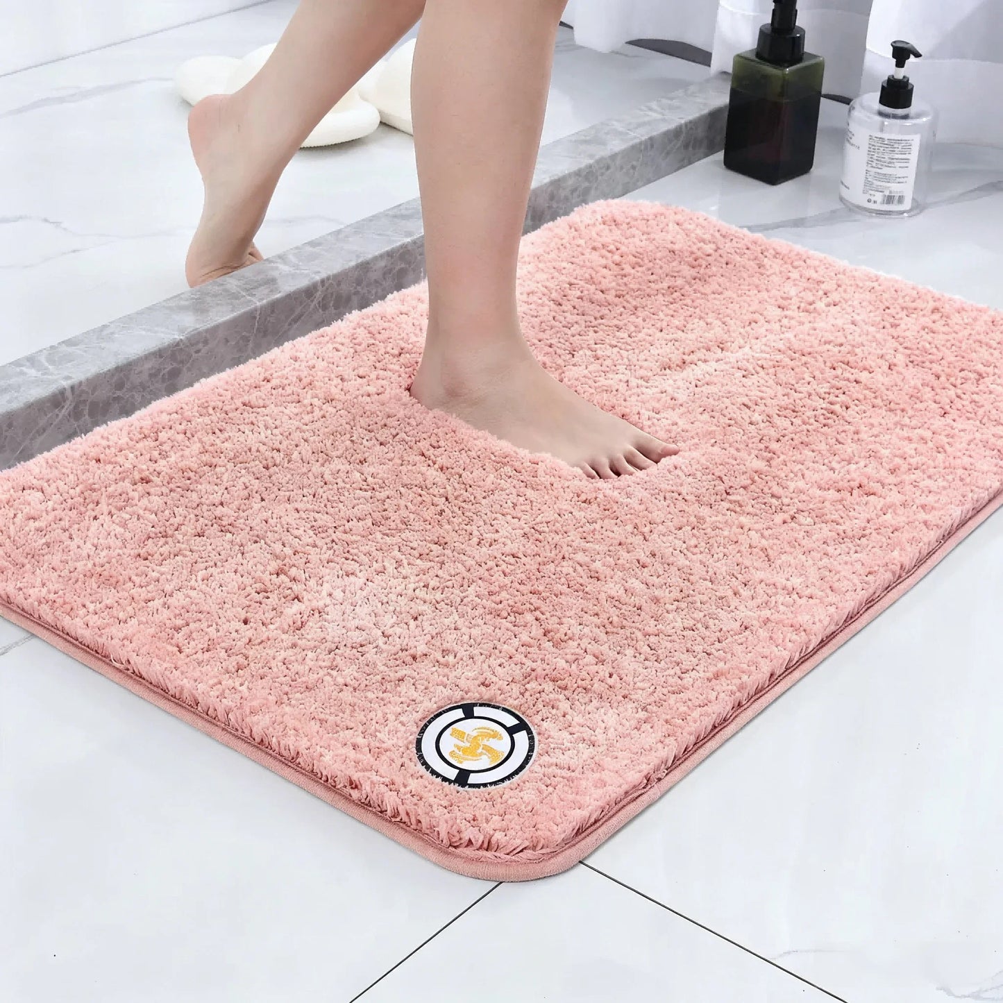 Super Absorbent Non-slip Bathroom Mat Plush Microfiber Quick Dry Washable Soft Bath Rug for Tub Balcony