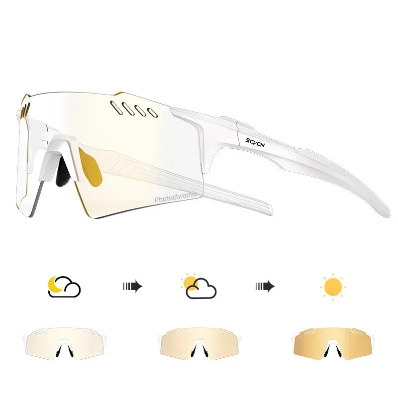 SCVCN Photochromic Cycling Glasses Men Women Clear Mountain Bike Sunglasses MTB Bicycle Riding Sports Triathlon Running