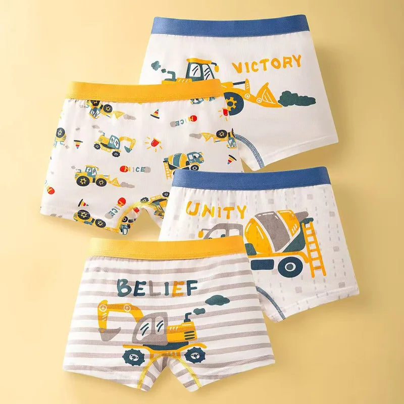 Children's Underwear Boy Panties Underpants  Engineering Vehicle Cars Fire Engine Comfortable Shorts Briefs Boxers For Kids