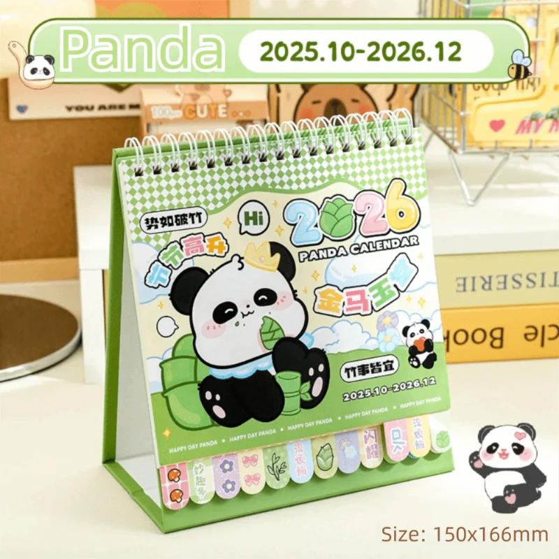 Calendario de escritorio Kawaii Panda 2026