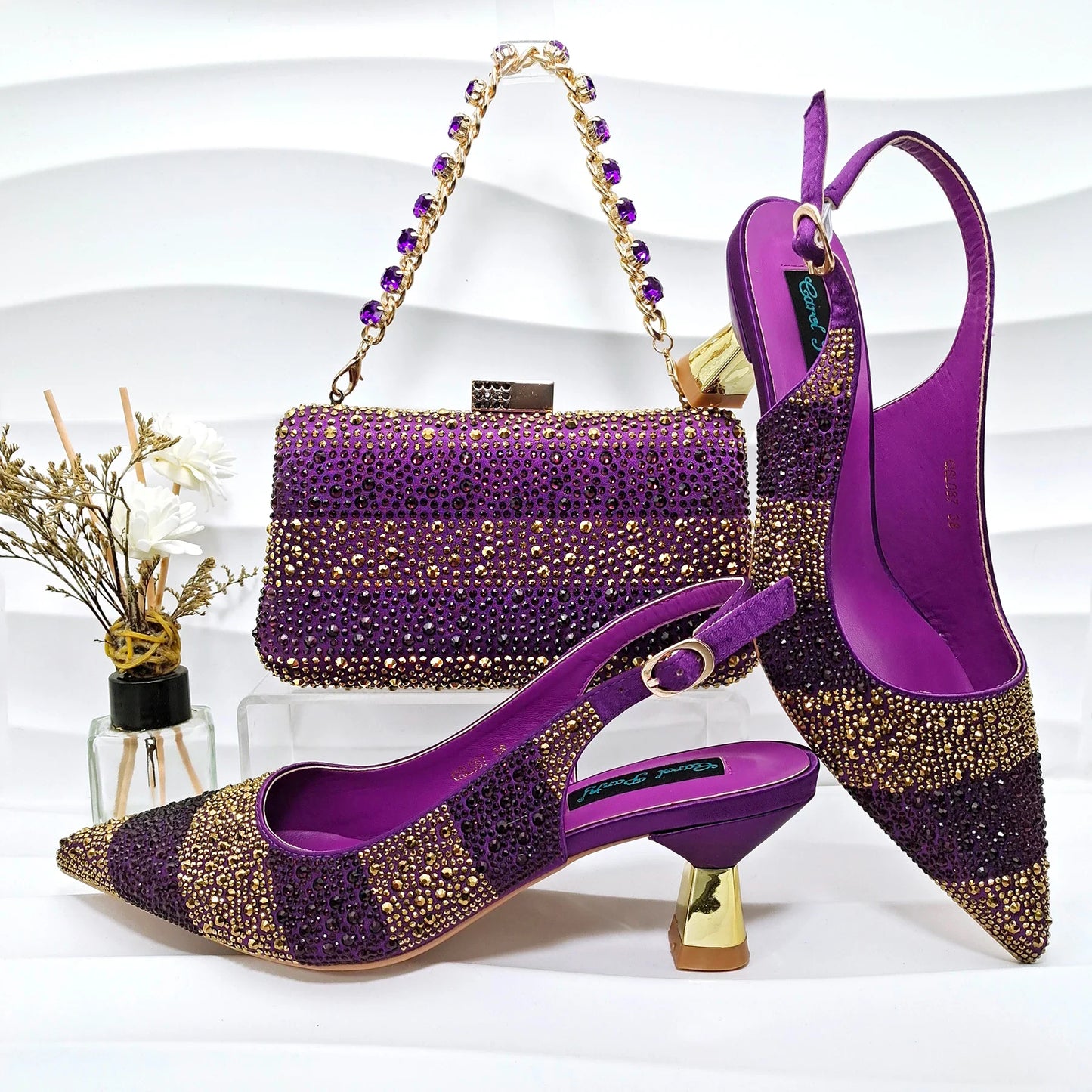 Conjunto de Zapatos y Bolsos para Mujer de Estilo Africano de Alta Calidad ED125