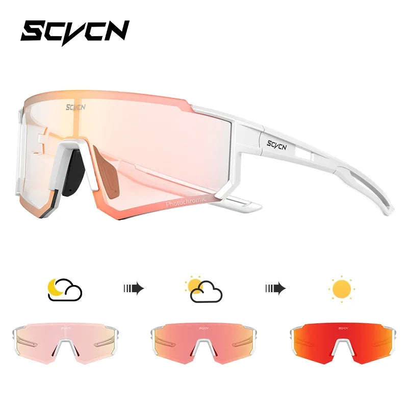 SCVCN Photochromic Cycling Glasses UV400 Protection Sports Running Sunglasses TR90 Men Women for MTB Bicycle Goggles Drving