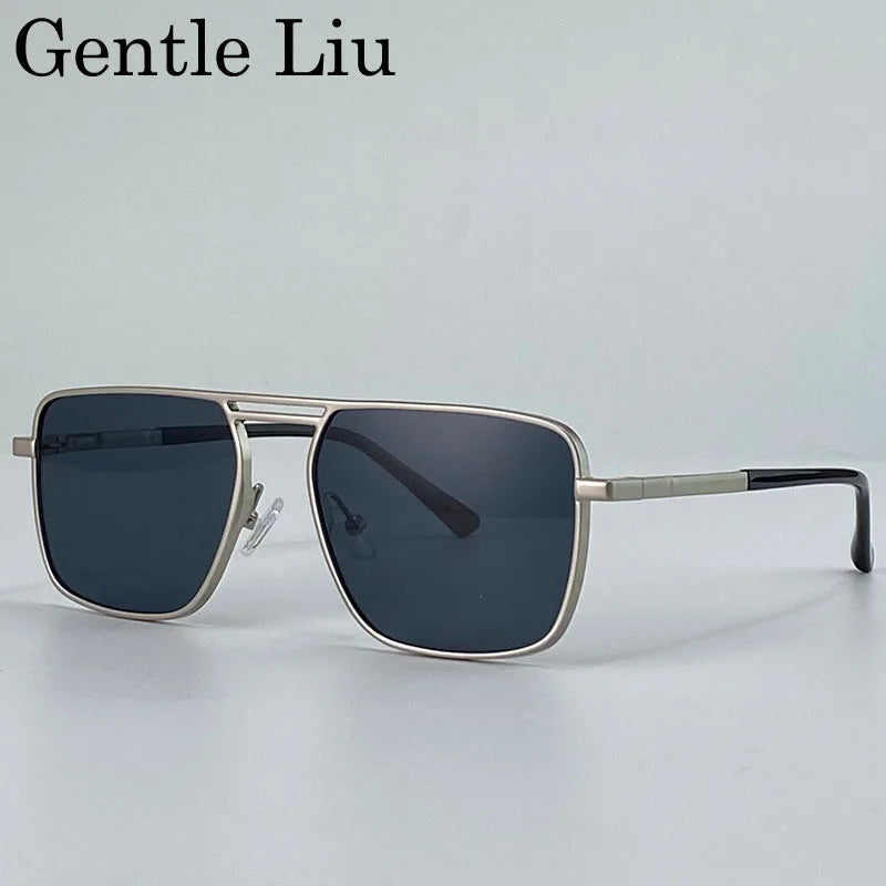 Oversized Square Punk Sunglasses Men 2026 Luxury Brand Retro Double Beam Sun Glasses For Male Steampunk Driving Eyewear UV400