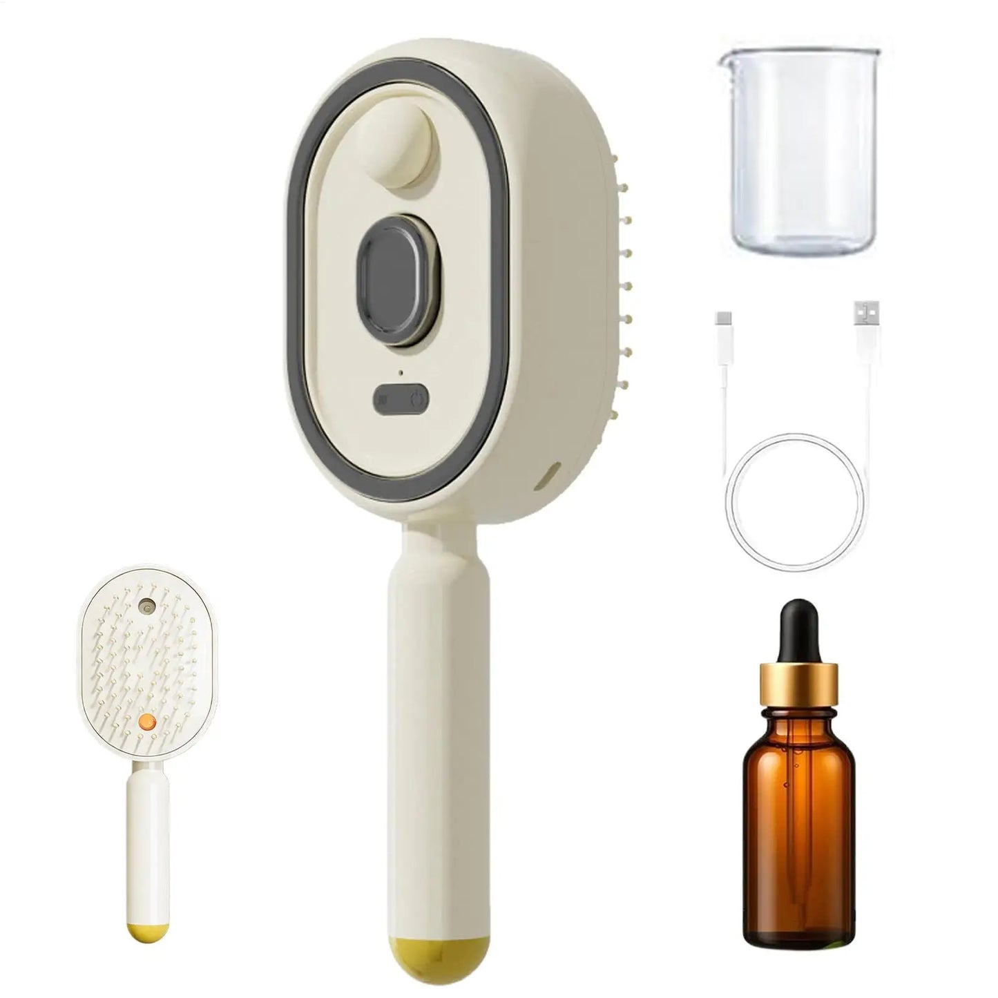 Steam Brush for Hair Rechargeable Detangling Comb with Oil Measuring Cup Steam Straightener Brush for Home Smoothing Curly Thick