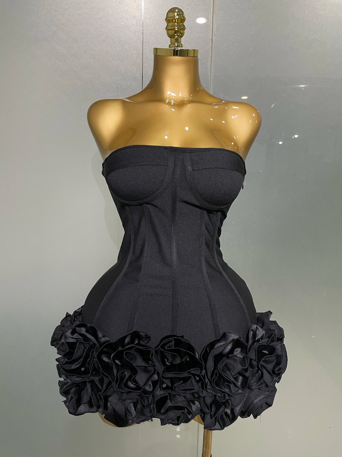 Sexy Evening Bandage Dress Strapless Bodycon Flowers Mini Celebrity