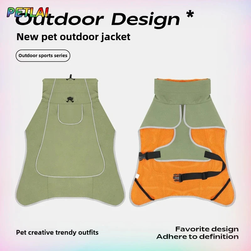 Dog Clothes Outdoor Jacket Outfit Waterproof Rainproof Clothing Coat Pet Outdoor Rain Dual Use Cloth Large Dog Pet Wind Clothes