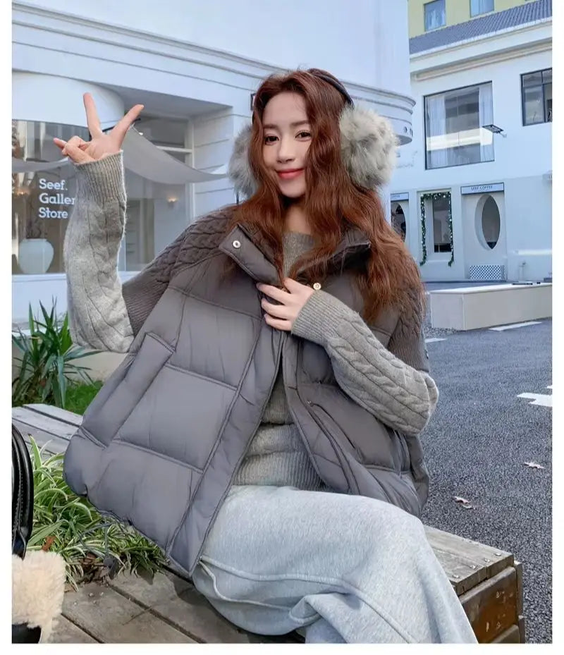 ZAROY Women's Cotton Vest Jacket Autumn Winter Loose Casual Stand Collar Pocket Puffer Waistcoat Coat Trendy Outerwear куртка