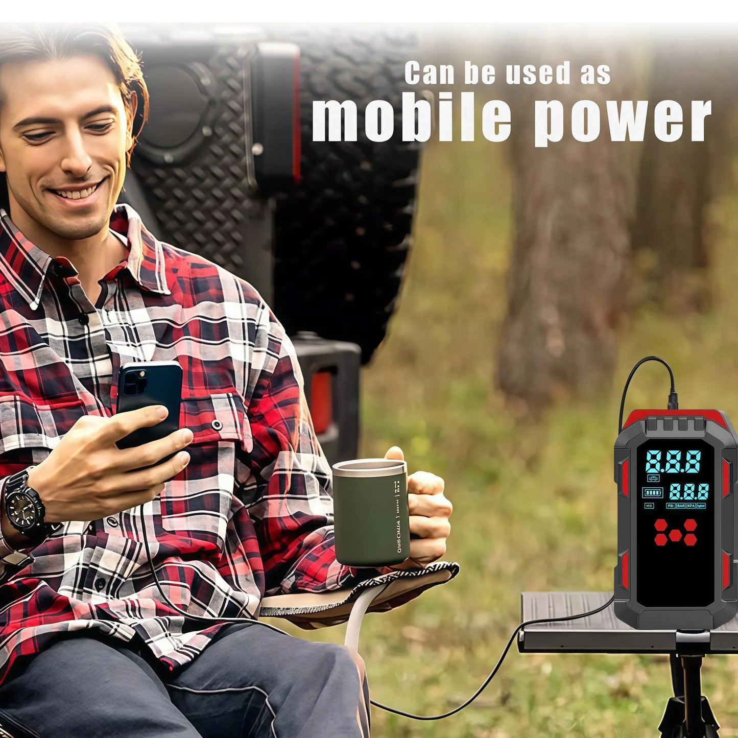 12V Car Jump Starter with Air Compressor 150PSI Portable Battery Booster