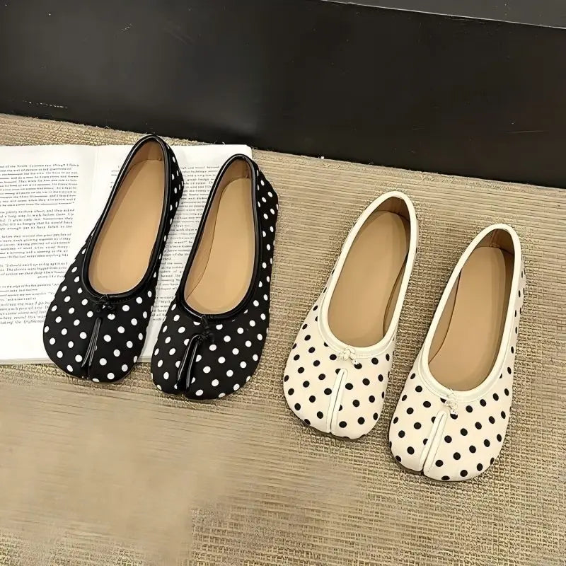 2026 New Women's Polka Dot Split-Toe Flats, Soft Slip-On Ballet Shoes, Comfortable Fashion Casual Flat Shoes for Ladies