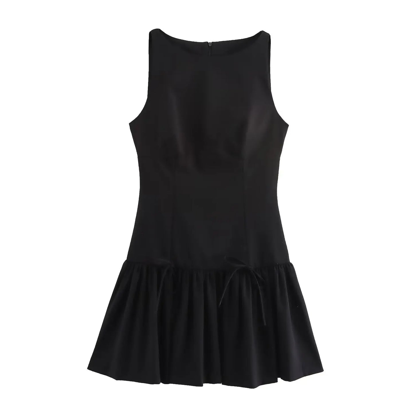 Foridol Bowknot Pleated Tank Short Dress for Women Sleeveless Casual Party Short Dress Female Casual Autumn Winter Dress