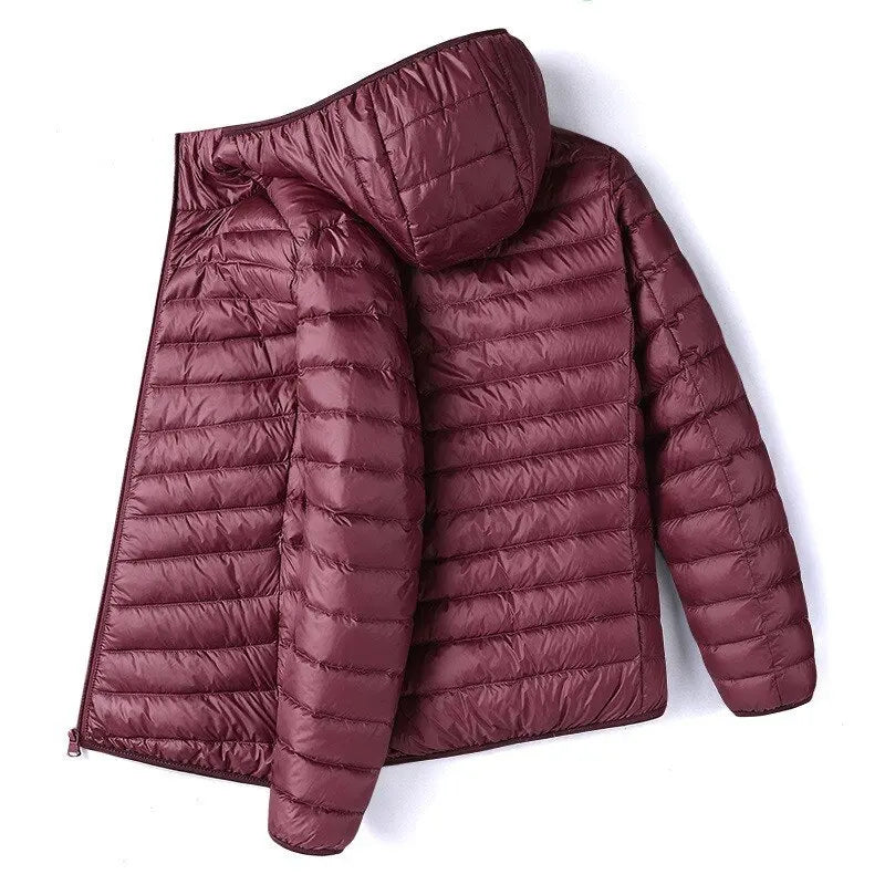 Men Solid Color Hooded Puffer Coat, Winter Lightweight Casual Outdoor Sports Warm Jacket for Male