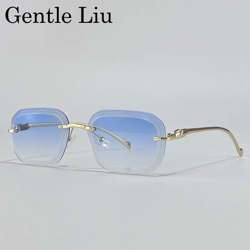 Rimless Square Sunglasses Men 2026 Luxury Brand Unique Punk Frameless Sun Glasses For Male Traveling Eyewear Metal Frame Shades