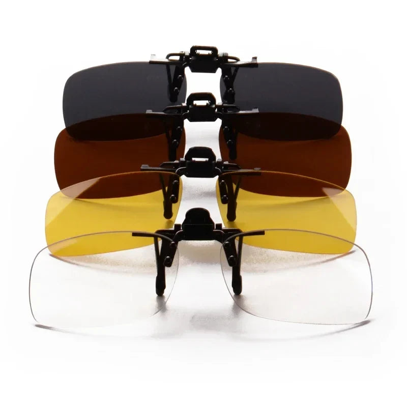 SHINU Clip On Polarized Glasses Anti Blue Light polarized sunglasses worn over glasses Yellow Lenses glasses for night driving