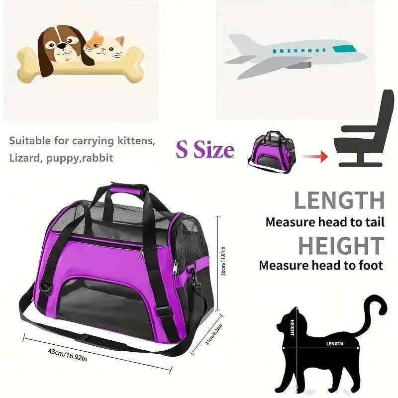 Portable Mesh Pet Carrier Handbag for Cats and Small Dogs