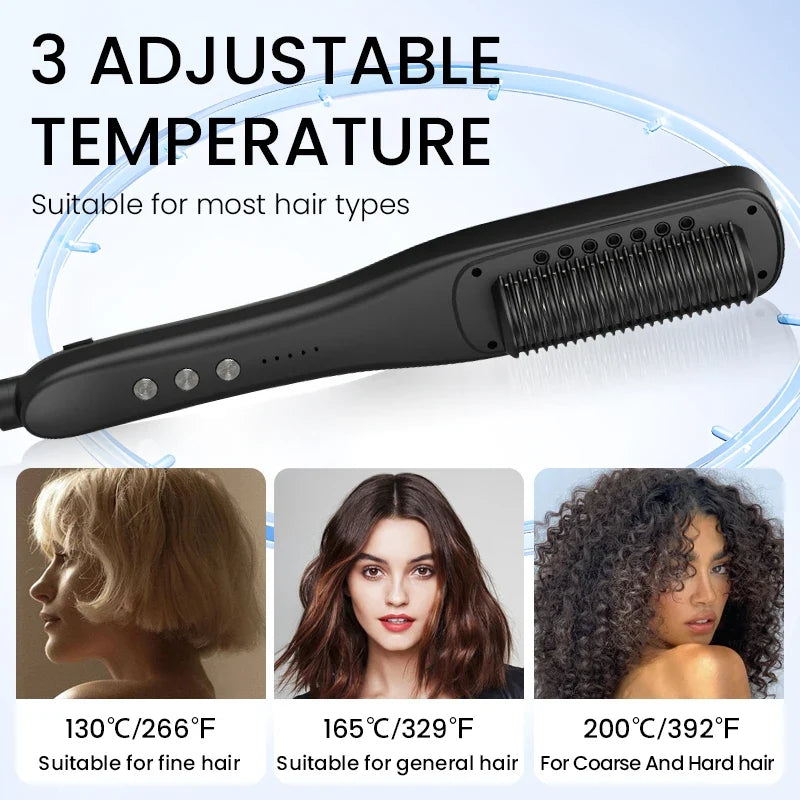 K·SKIN Negative Ion Steam Hair Straightener Brush 2 In 1 Straightening Curler Fast Heating Ceramic Anti‑Scald Hair Styling Comb