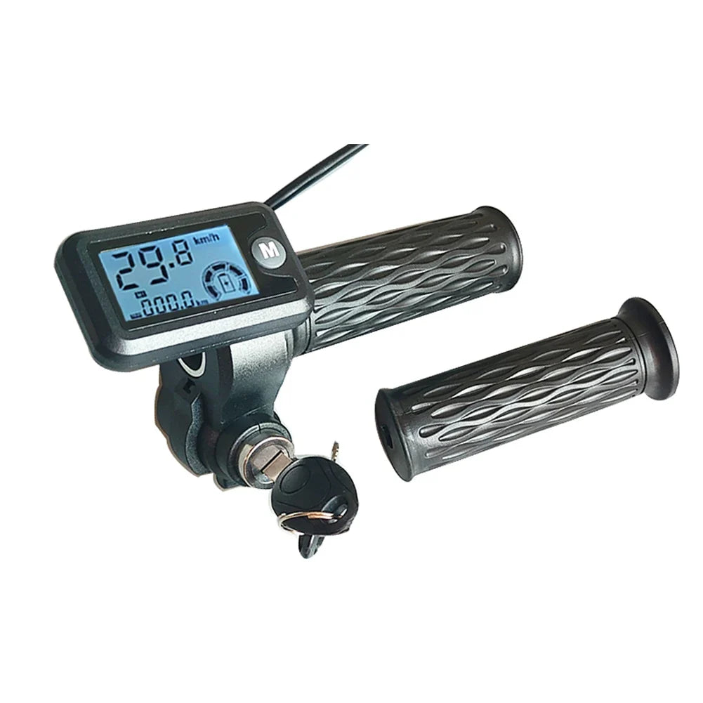 A Pair of 36V/48V/60V/72V EBike Throttle Handle Grip with LCD Speed Display and 170cm Cable for Electric Bicycle
