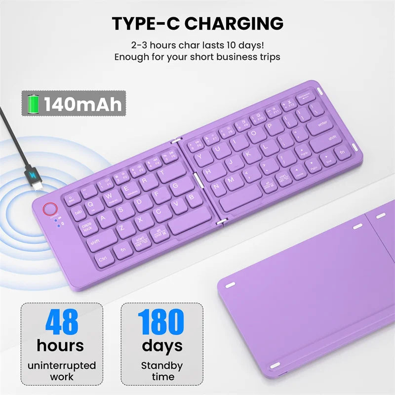 Portable Bluetooth Foldable Keyboard For IOS/Android/Windows Tablet Mobile Phone Portable Keyboard Computer Accessories