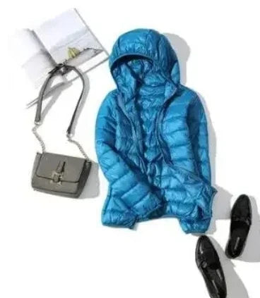 8XL Cheap Ultra Light Down Winter Warm Hooded Feather Puffer Jacket For Girl Short Spring Autumn Coat Female Women Big Size Duck