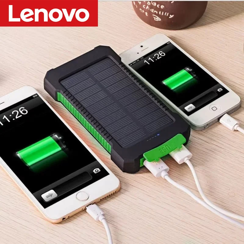 Lenovo 500000mAh Solar Power Bank Super Fast Charging Large Capacity Portable External Battery for iPhone Outdoor Emergency