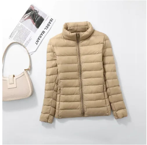 Light Down Coat Women Spring Jacket Fashion Short Ultra Lightweight Packable Puffer Coats Female Down Warm Slim Fit Parkas