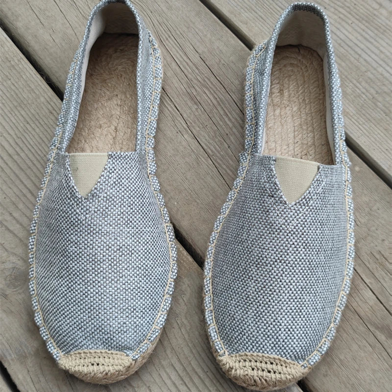 Mens Espadrilles Men Patchwork Slip on Summer Shoes Loafers Breathable Canvas Shoe Jute Wrapped Women Shoes Unisex
