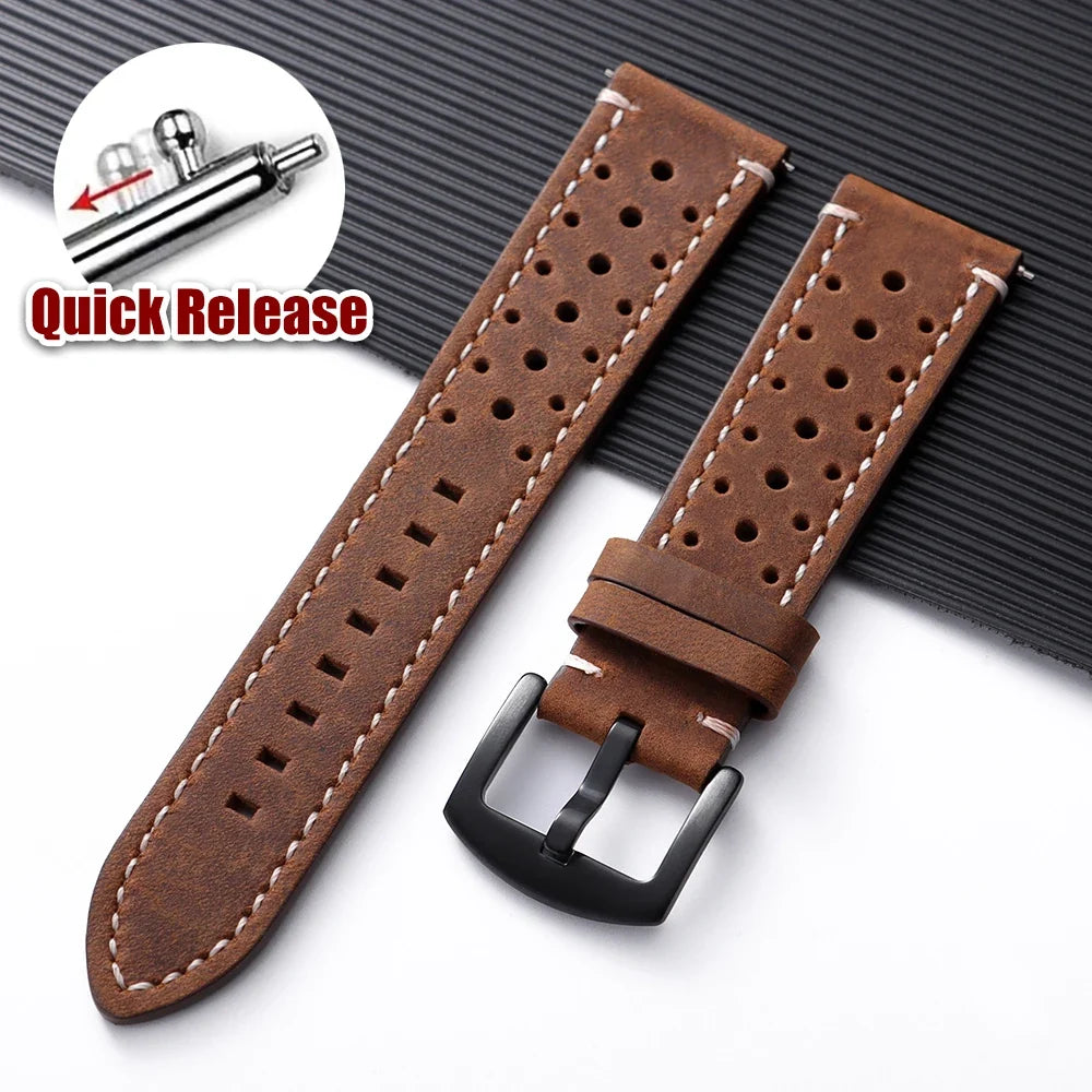 Garmin 18/20/22mm Quick Release Perforated Leather Rally Band