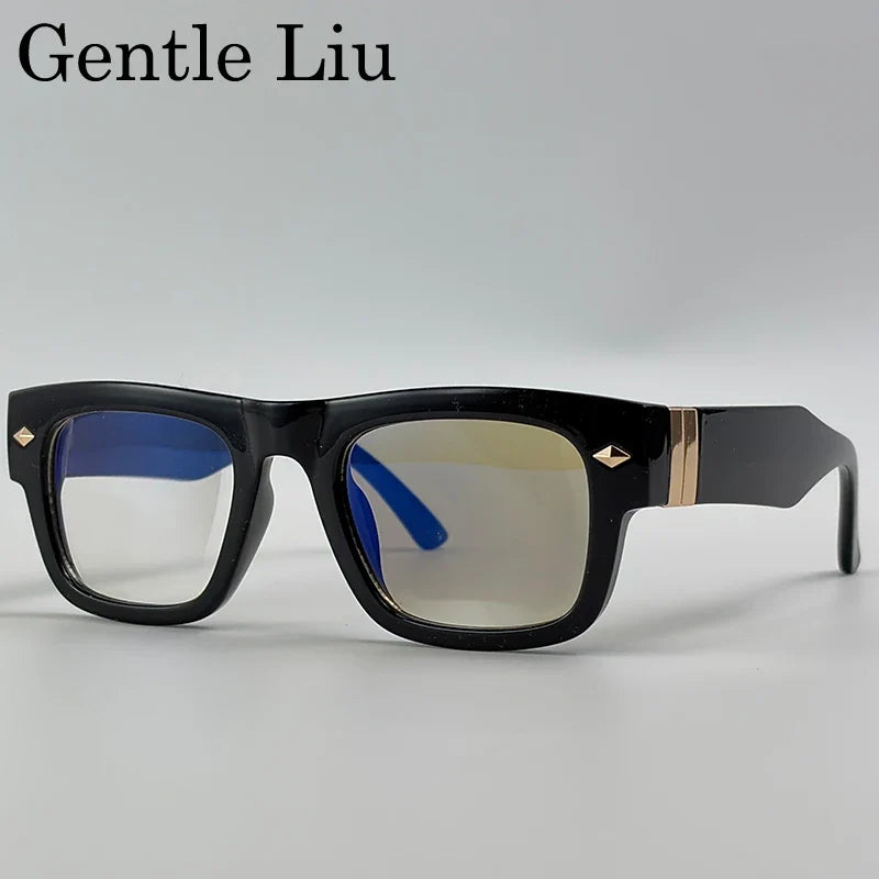 Retro Steampunk Square Photochromic Sunglasses Men Luxury Brand Design Oversized Thick Frame Rivet Sun Glasses For Male Eyewear